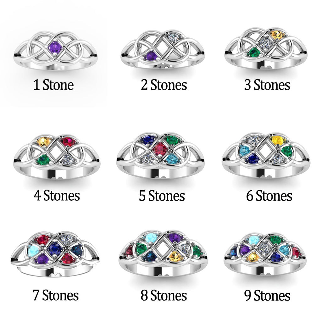 9 different stone variations of the Josephine's Mother's Ring