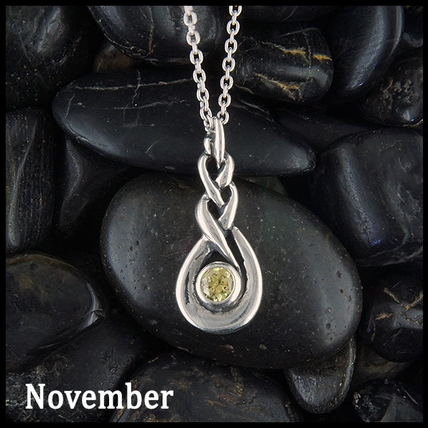 November Celtic Birthstone Pendant in Sterling Silver