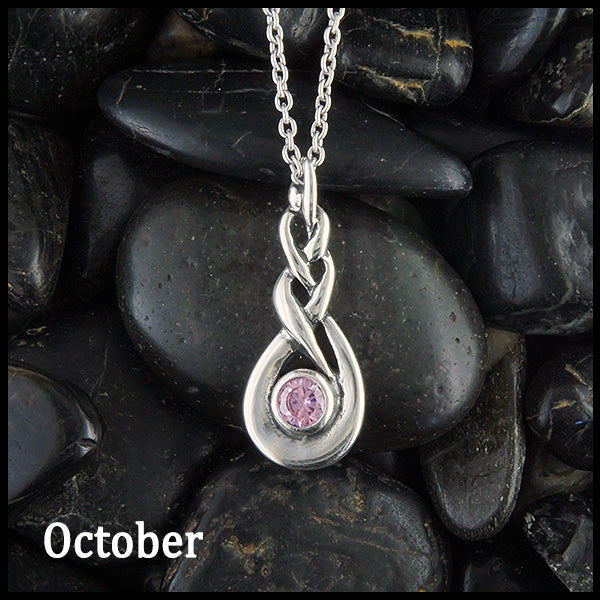 October Celtic Birthstone Pendant in Sterling Silver