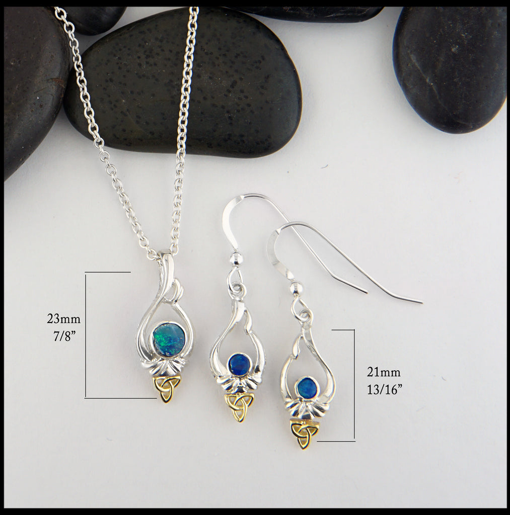 opal doublet necklace 23mm and opal doublet earrings 21mm