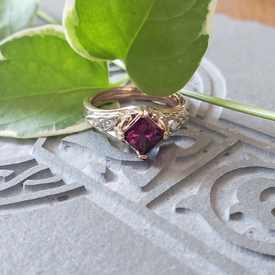 Purple Garnet Trinity Ring