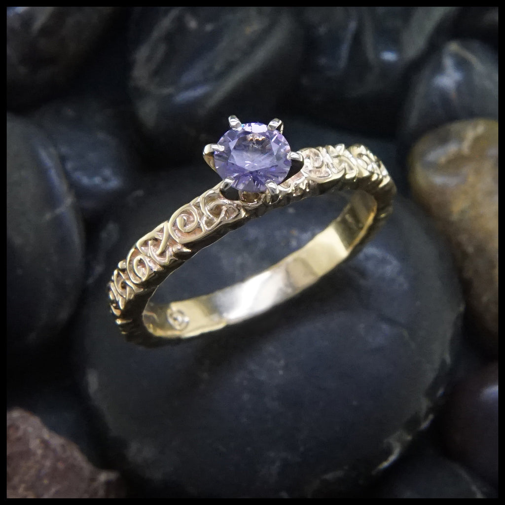 Trinity Scroll Purple Spinel Ring