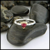 Raspberry Tourmaline rustic ring in silver and gold