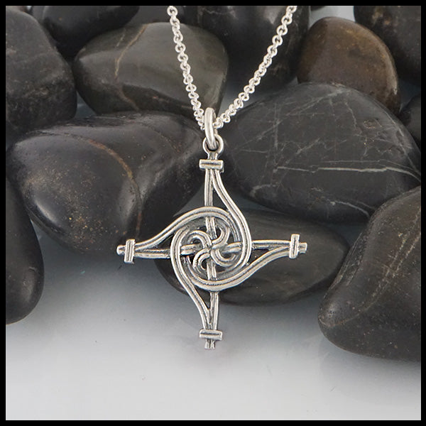 St Brigid Spiral Cross in Sterling Silver