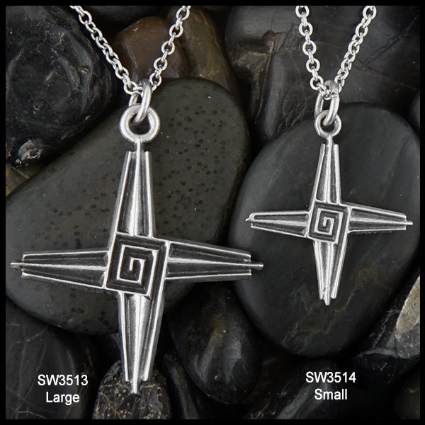 Large and small St. Brigid's Crosses in Sterling Silver