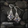 September Birthstone Celtic Trinity Star Earrings in Silver
