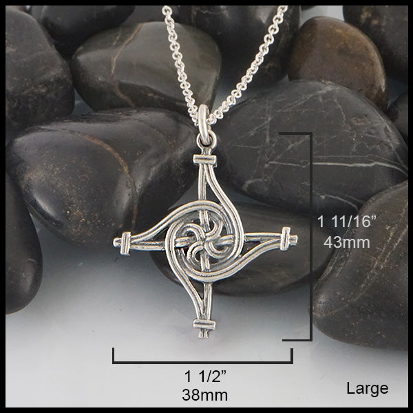Dimensions of large St Brigid Cross 1 11/16 incch by 1 1/2 inch