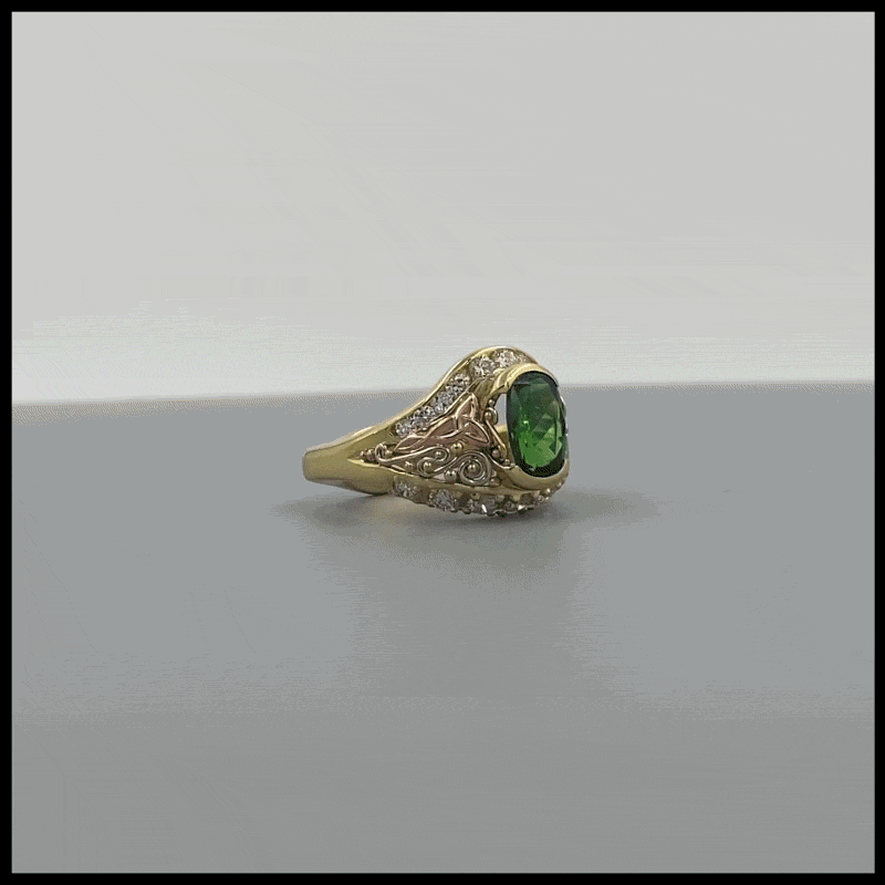 Tsavorite and Diamond Custom Ring