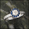 Josephine's Knot, Lover's Knot Sapphire and Diamond Halo Celtic Solitaite