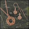 Dainty Josephine's Knot, Lover's Knot, Celtic Drop earrings in Gold with matching necklace