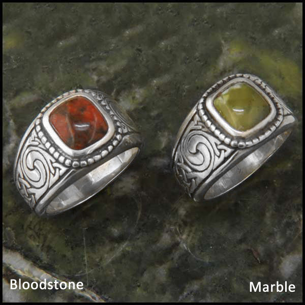 Men's Celtic Knot Ring with Stones in Sterling Silver