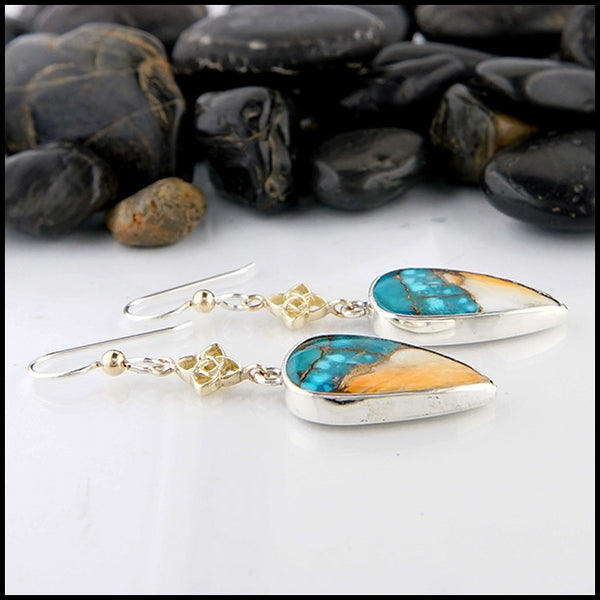 Shoreline drop earrings in silver and gold