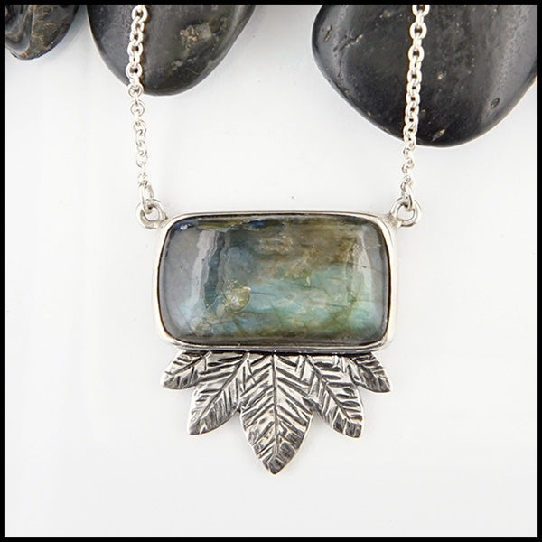 Labradorite Feather Pendant in sterling silver