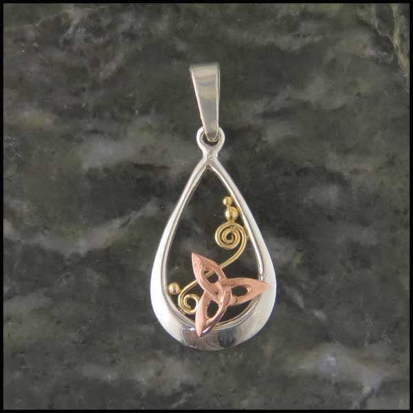 Celtic teardrop pendants in Sterling Silver and Gold