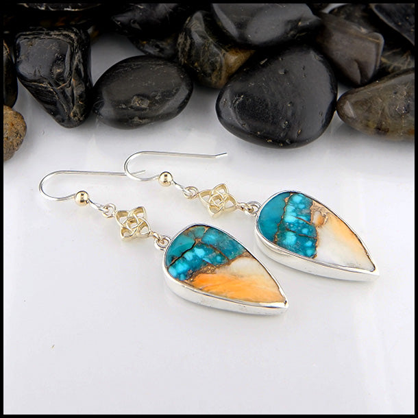 Shoreline drop earrings in silver and gold