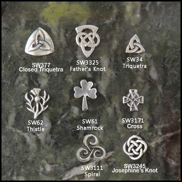 Sterling silver emblems for men's tie bars