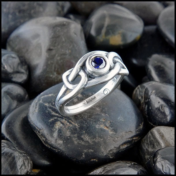 Fiona Knot Ring with Sapphire in Silver by Walker Metalsmiths
