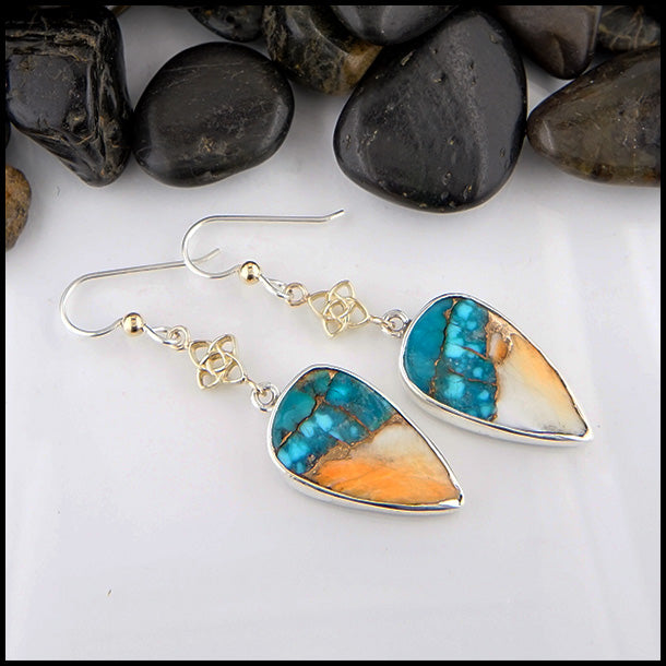 Shoreline Drop Earrings in silver and gold