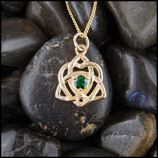 Trinity Knot Heart Pendant with Tsavorite