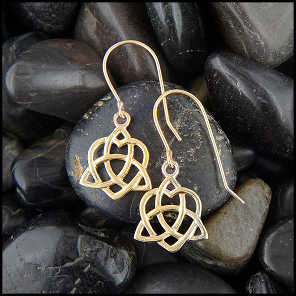 14k Gold Trinity Heart Drop Earrings