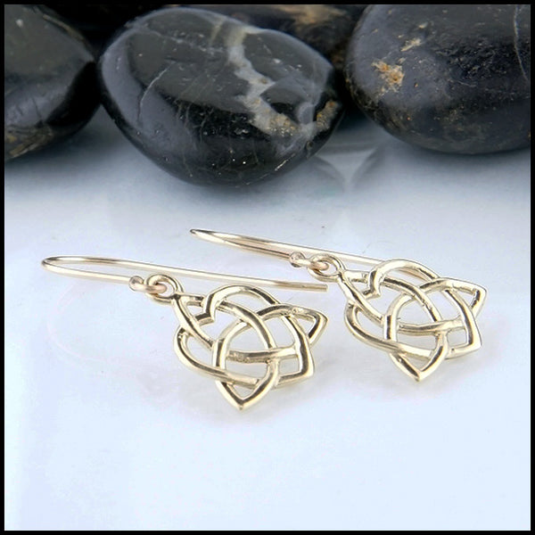14k Gold Trinity Heart Drop Earrings