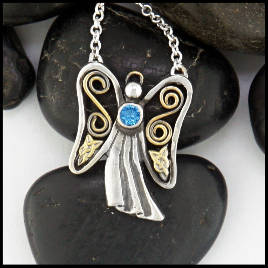 Angel of My Heart Pendant with March birthstone