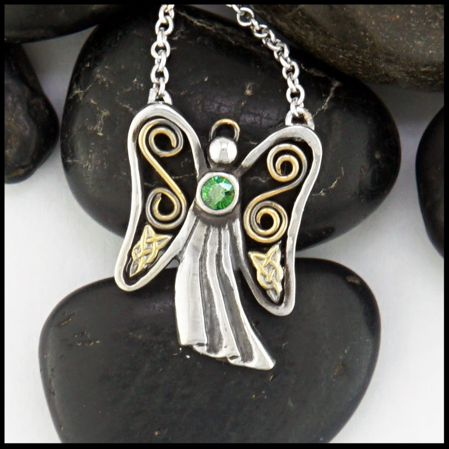 Angel of My Heart Pendant with May birthstone