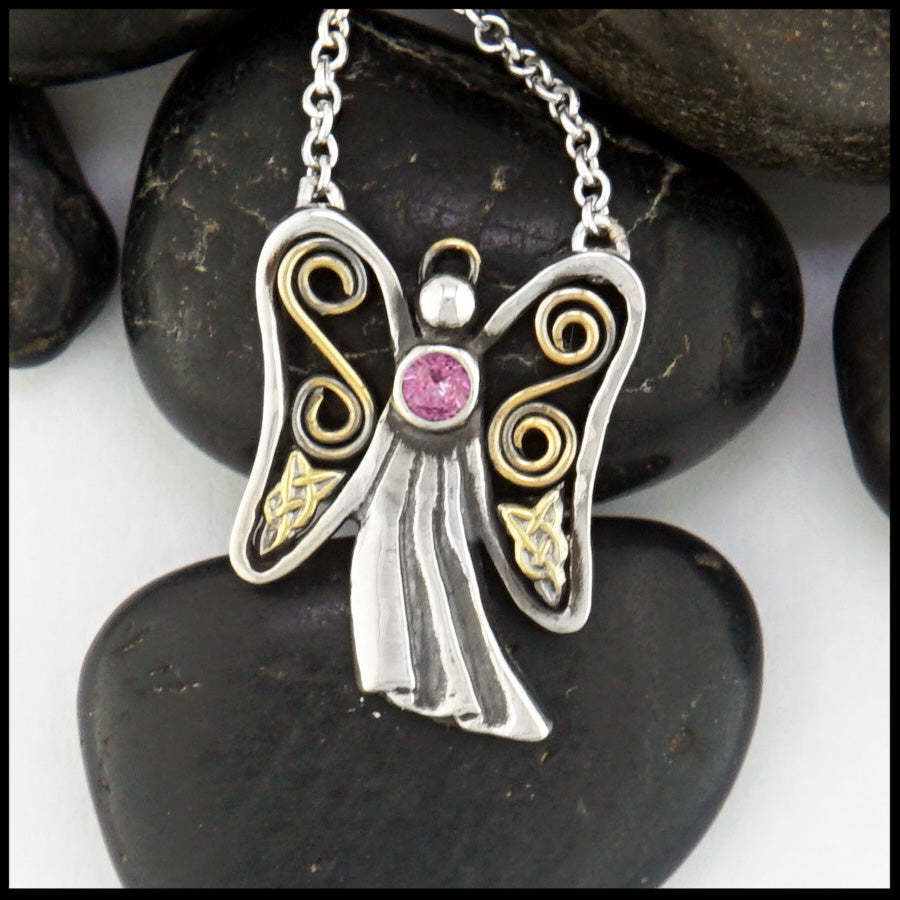 Angel of My Heart Pendant with October birthstone