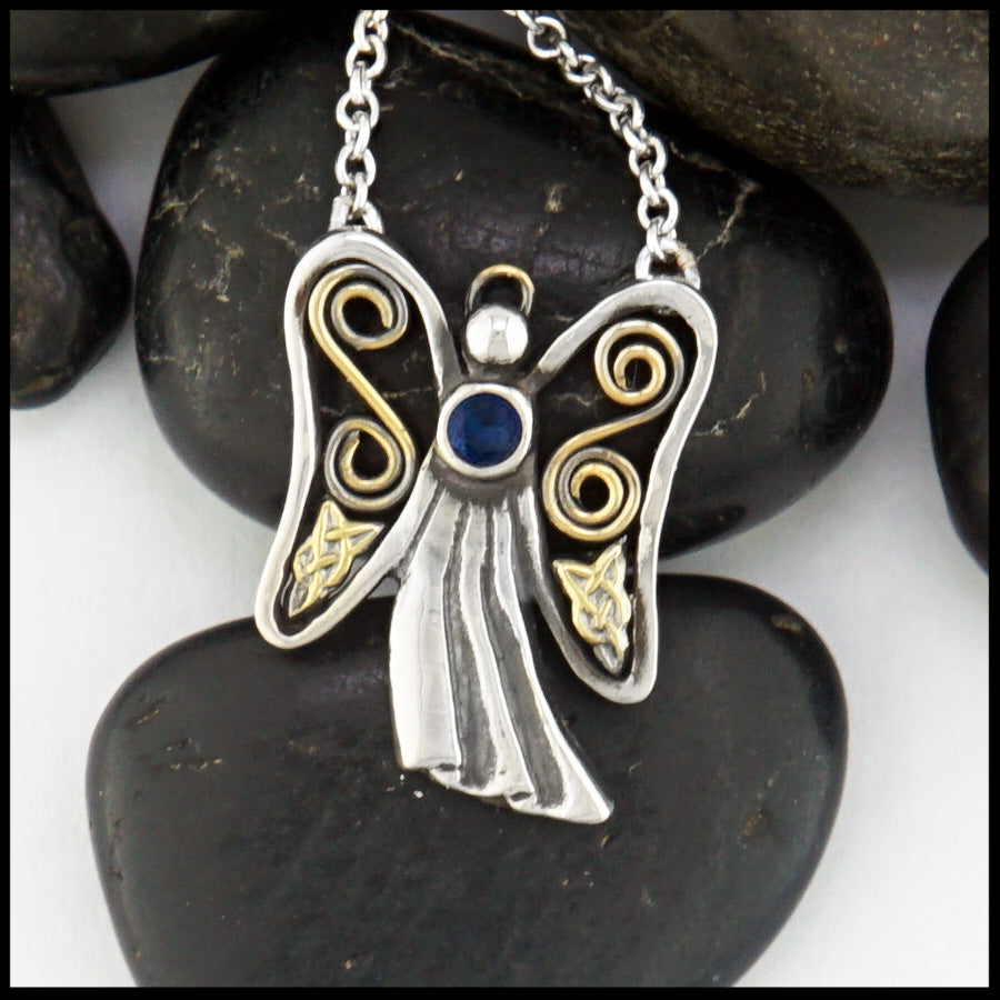 Angel of My Heart Pendant with September birthstone