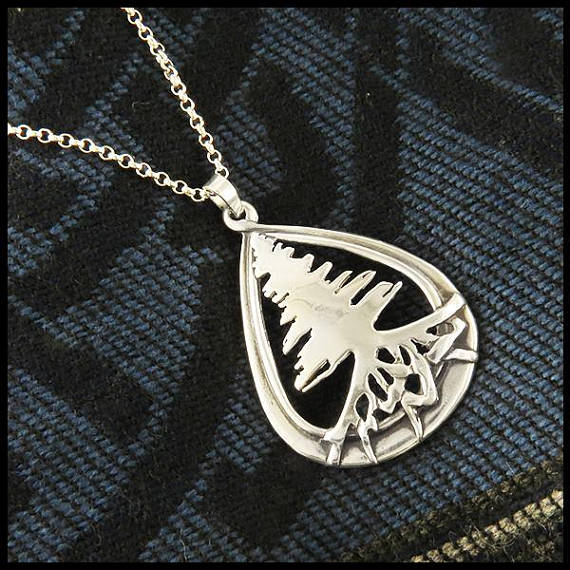 Celtic Pine Tree Teardrop Pendant