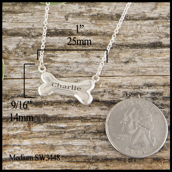 Medium dog bone necklace in sterling silver