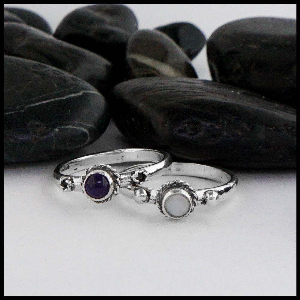 stacking ring with amethyst and opal