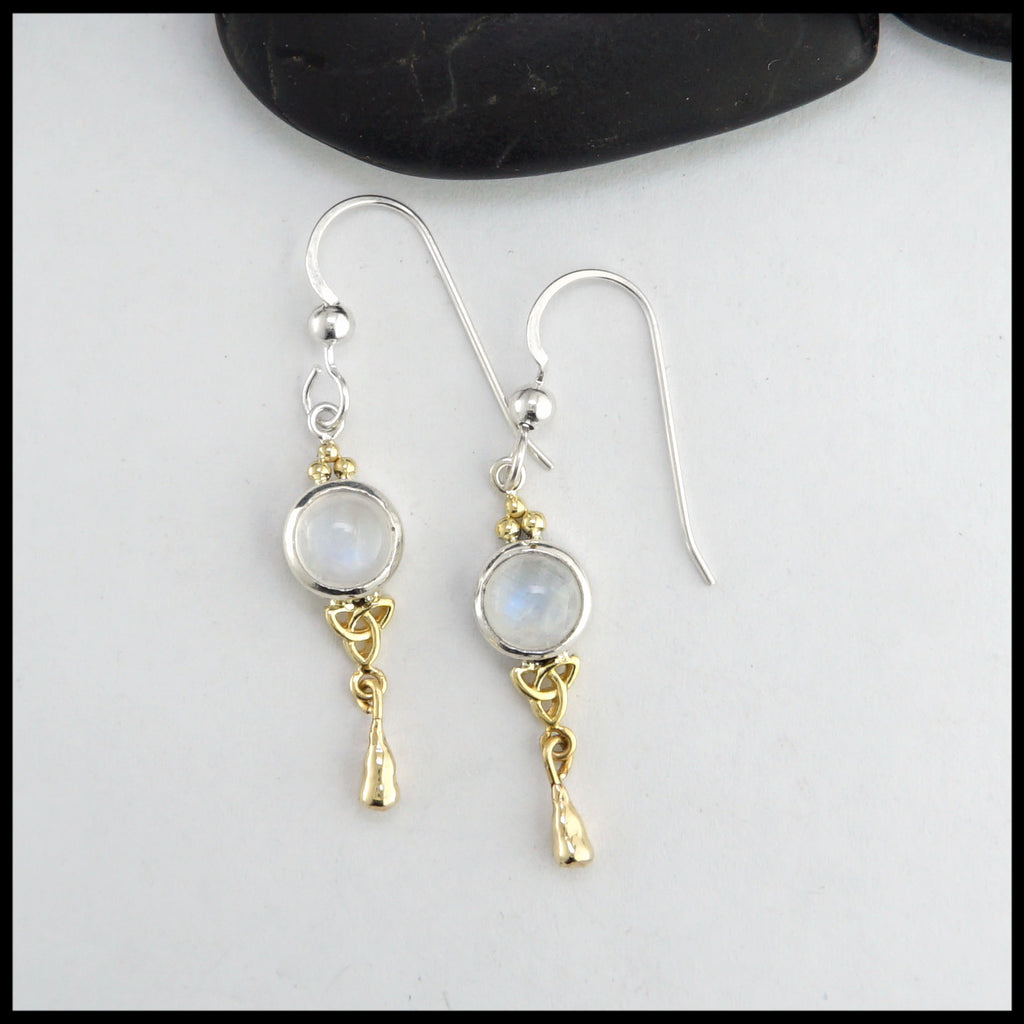 moonstone earrings with trinity twist