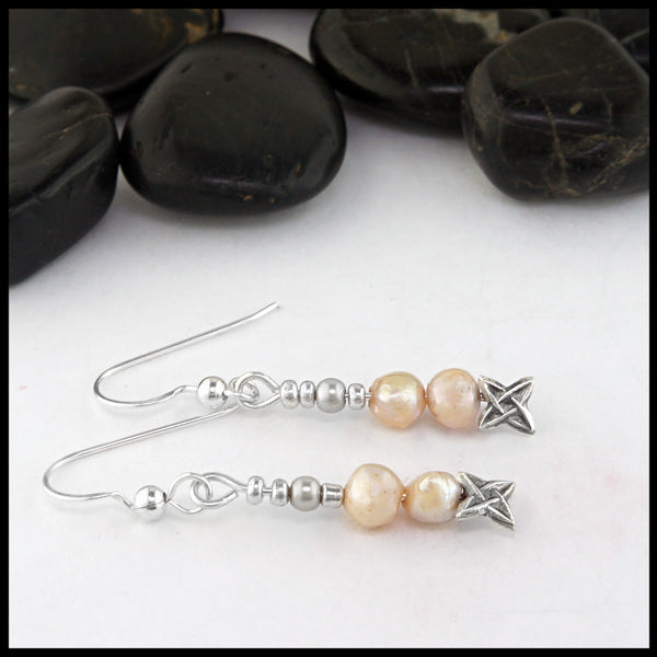 pearl drop earrings with celtic knot 