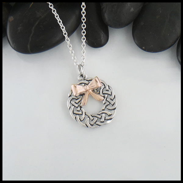 Celtic wreath with 14K rose bow