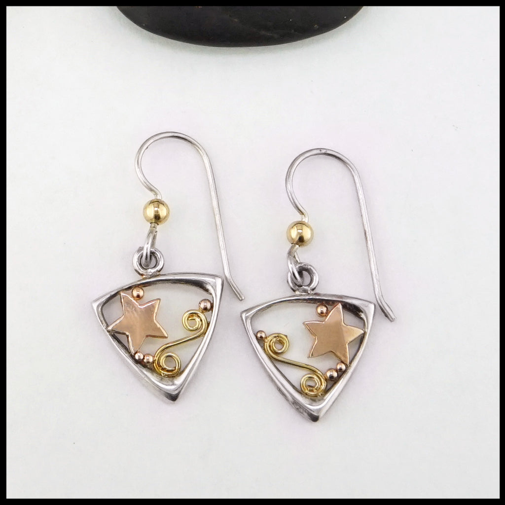earring with 14k rose gold and gold with sterling silver