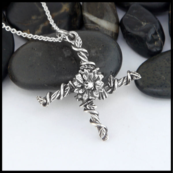 Large St. Brigid's Flower cross in silver